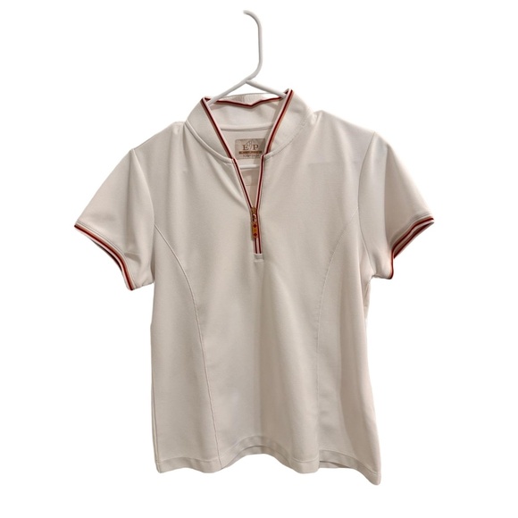 EP Pro Tour Tech Medium Polo Shirt Short Sleeve Half Zip Striped Cuffs Womens - Picture 2 of 7